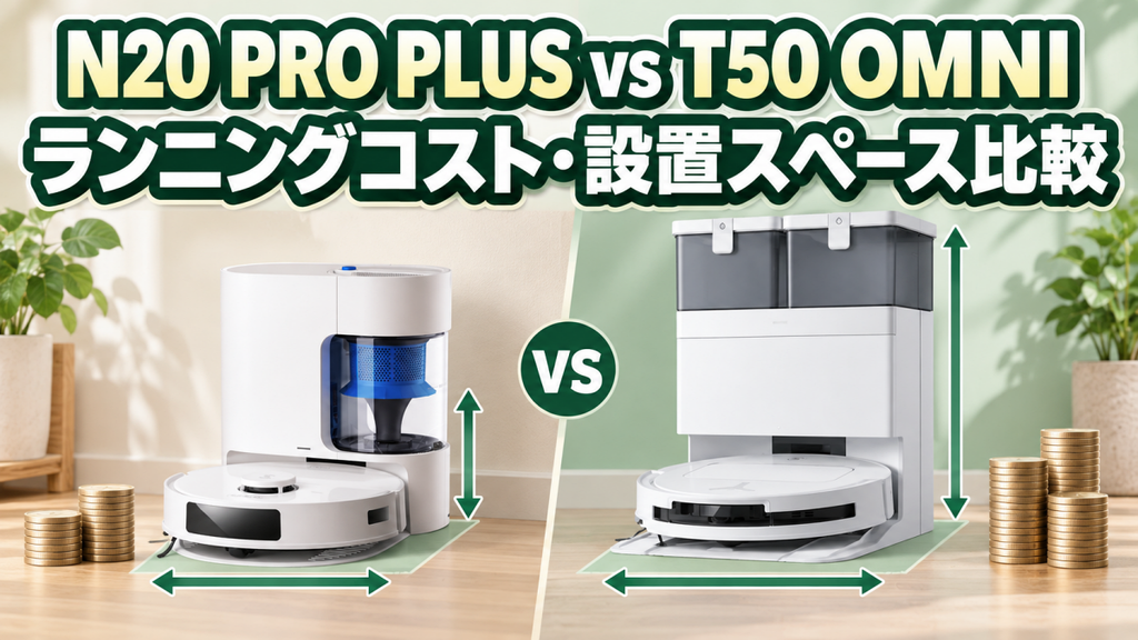 DEEBOT N20 PRO PLUSとDEEBOT T50 OMNIのランニングコスト・設置スペースの違いを比較