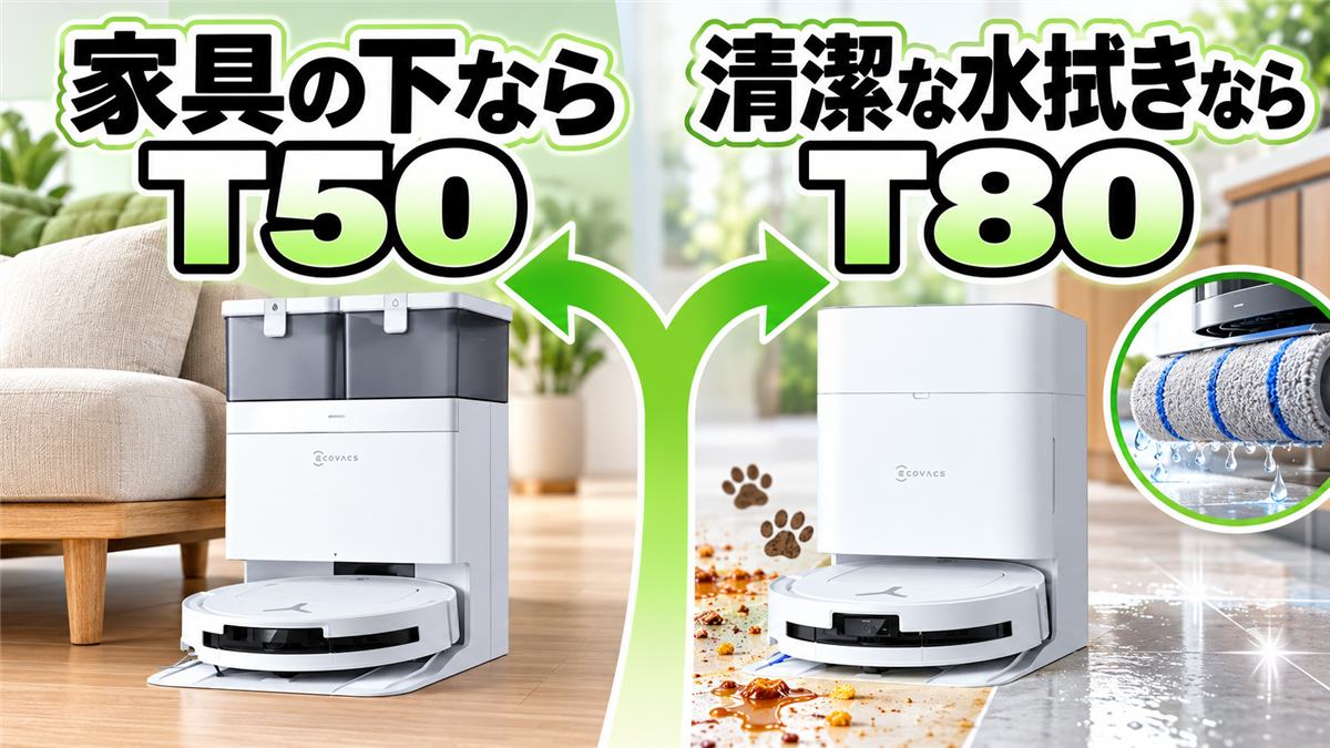 家具の下ならT50 OMNI 清潔な水拭きならT80 OMNI
